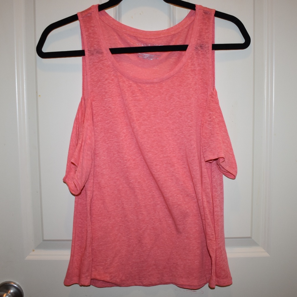 Salmon cold shoulder top